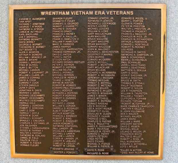 WRENTHAM KOREAN AND VIETNAM WAR MEMORIAL PLAQUE B