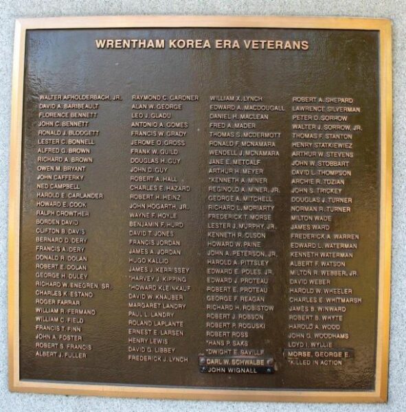WRENTHAM KOREAN AND VIETNAM WAR MEMORIAL PLAQUE A