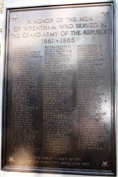 WRENTHAM CIVIL WAR MEMORIAL PLAQUE A