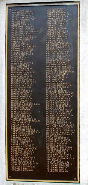 NEWTON SQUARE WORLD WAR II MEMORIAL PLAQUE B