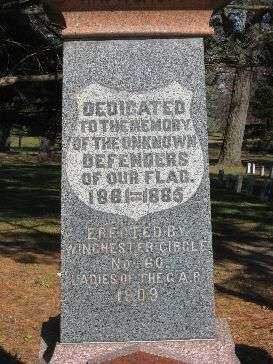 LADIES G.A.R. NO. 60 UNKNOWN DEFENDERS WAR MEMORIAL