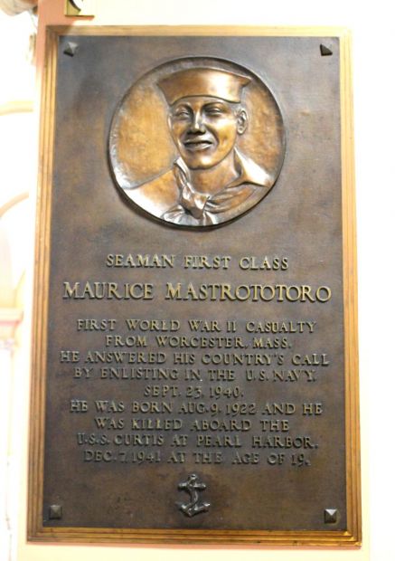 SEAMAN FIRST CLASS MAURICE MASTROTOTORO WAR MEMORIAL PLAQUE