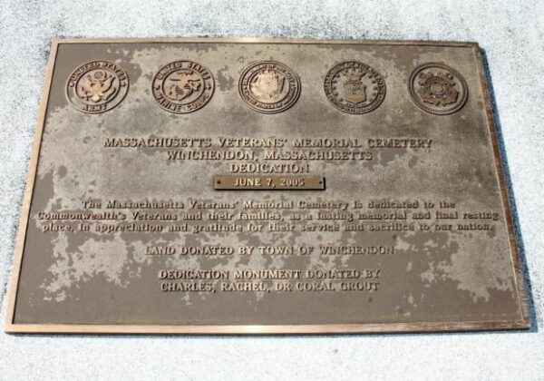 MASSACHUSETTS VETERANS’ MEMORIAL CEMETERY DEDICATION PLAQE