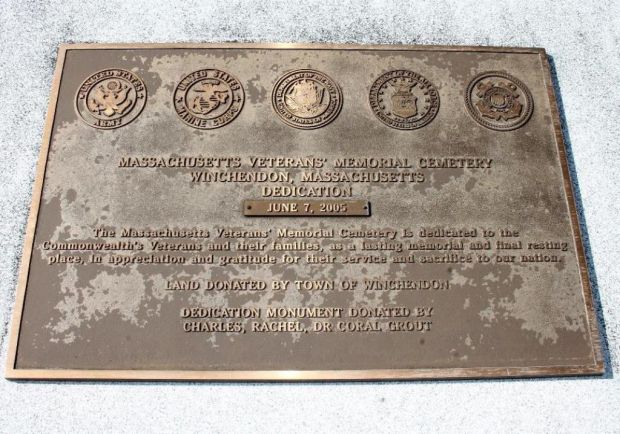 MASSACHUSETTS VETERANS’ MEMORIAL CEMETERY DEDICATION PLAQE
