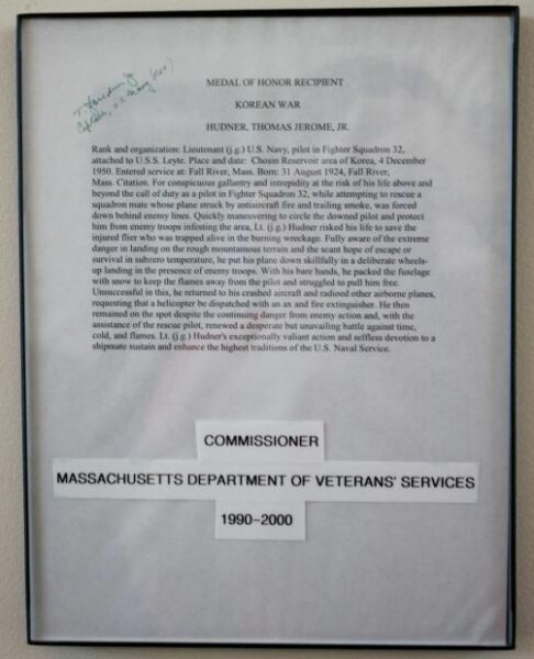 HUDNER, THOMAS JEROME, JR. MEDAL OF HONOR MEMORIAL PLAQUE