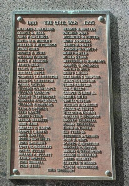 WEST BROOKFIELD WAR VETERANS MEMORIAL PLAQUE B