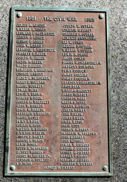 WEST BROOKFIELD WAR VETERANS MEMORIAL PLAQUE A