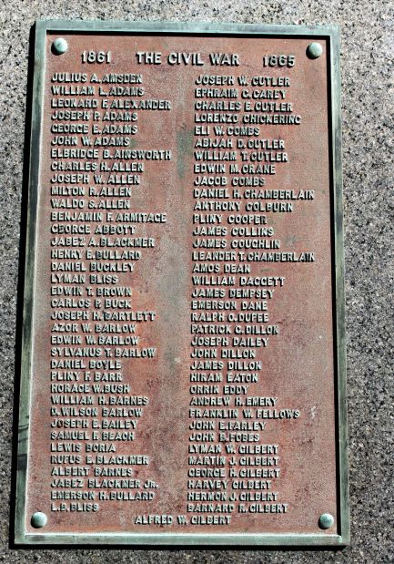 WEST BROOKFIELD WAR VETERANS MEMORIAL PLAQUE A