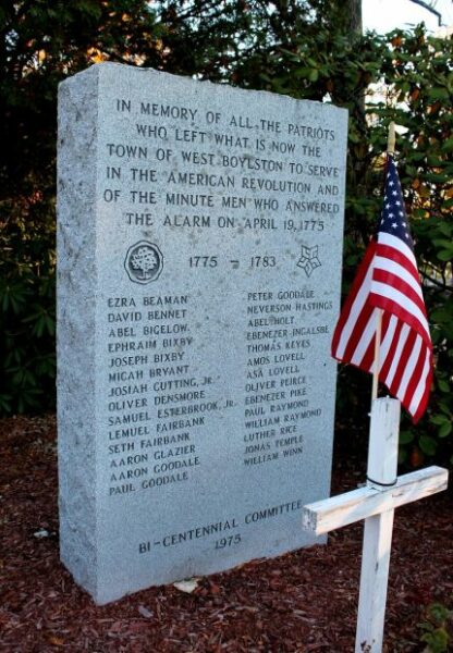 TOWN OF WEST BOYLSTON REVOLUTIONARY WAR MEMORIAL