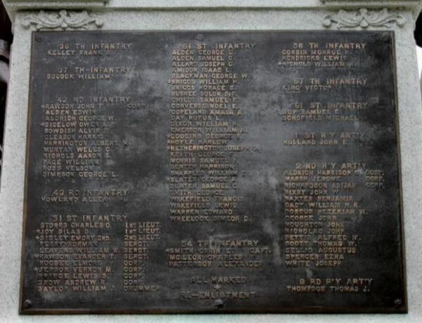 TOWN OF WEBSTER CIVIL WAR MEMORIAL PLAQUE C