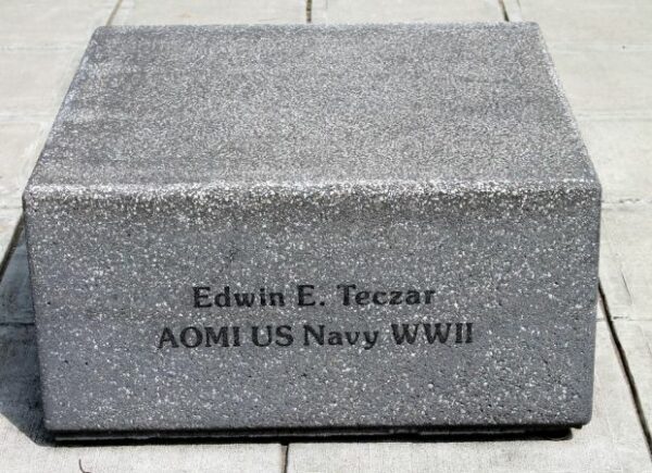 EDWIN E. TECZAR WAR MEMORIAL STONE BLOCK