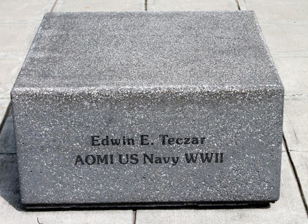 EDWIN E. TECZAR WAR MEMORIAL STONE BLOCK