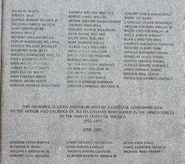 MASSACHUSETTS VIETNAM VETERANS MEMORIAL STONE Z