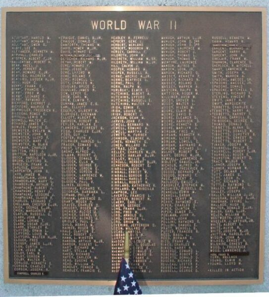 WOLFEBORO ROLL OF HONOR MEMORIAL PLAQUE A