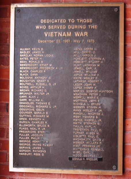 WARNER VIETNAM WAR MEMORIAL PLAQUE