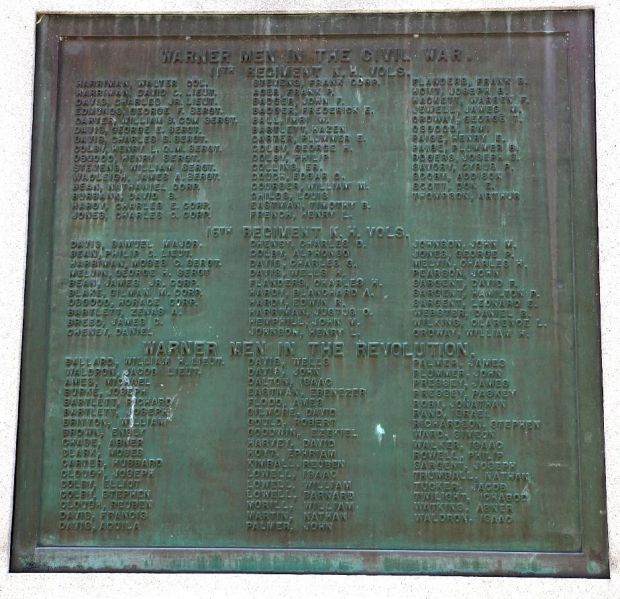 WARNER CIVIL WAR MEMORIAL PLAQUE D