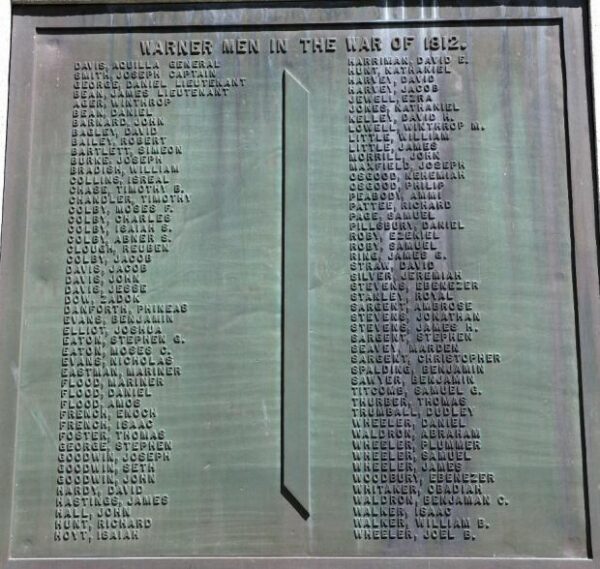 WARNER CIVIL WAR MEMORIAL PLAQUE C