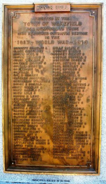 WAKEFIELD WORLD WARS MEMORIAL PLAQUE