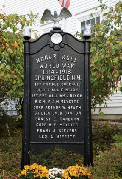 SPRINGFIELD N.H. WORLD WAR HONOR ROLL MEMORIAL