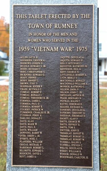 TOWN OF RUMNEY WAR VETERANS MEMORIAL PLAQUE A
