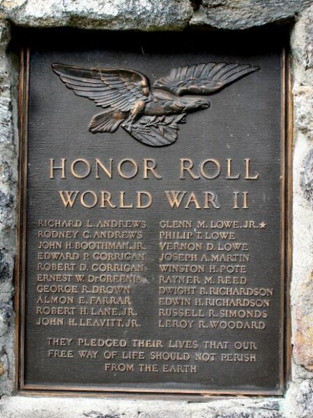 RANDOLPH WAR VETERANS MEMORIAL PLAQUE B