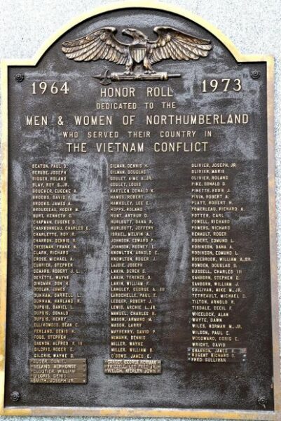 NORTHUMBERLAND VIETNAM CONFLICT MEMORIAL PLAQUE