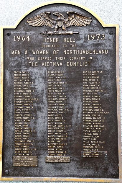 NORTHUMBERLAND VIETNAM CONFLICT MEMORIAL PLAQUE