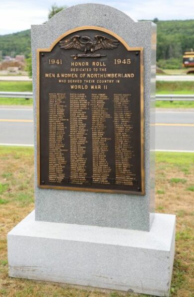 NORTHUMBERLAND WORLD WAR II MEMORIAL BACK