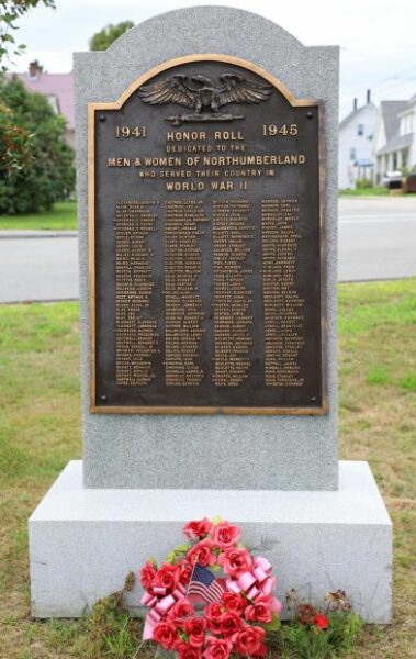 NORTHUMBERLAND WORLD WAR II MEMORIAL FRONT