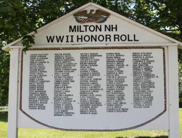 MILTON NH WW II HONOR ROLL MEMORIAL