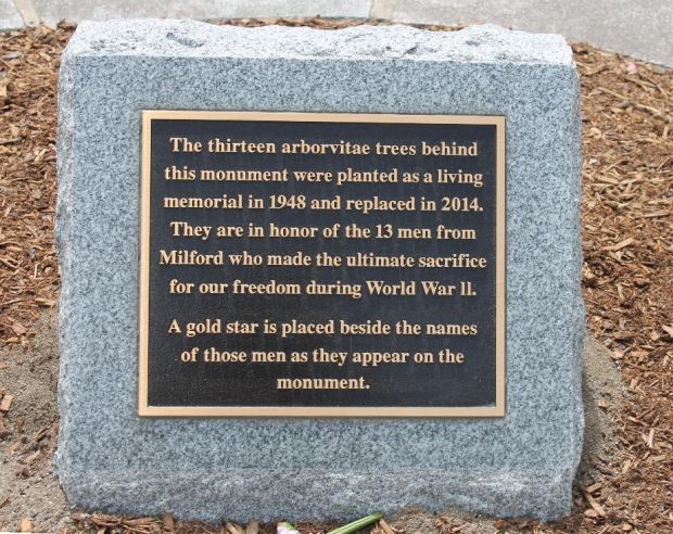 MILFORD WORLD WAR II VETERANS MEMORIAL PLAQUE