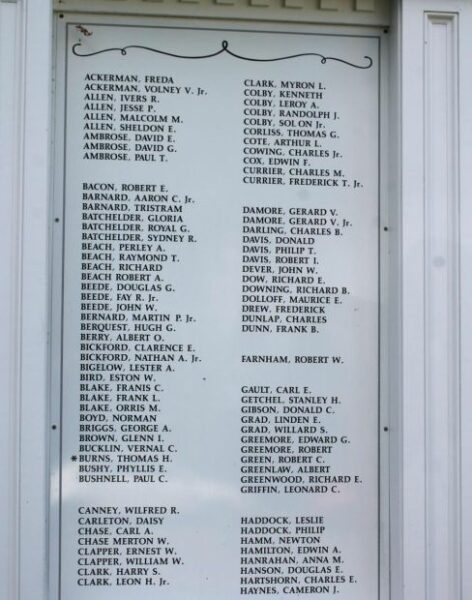 MEREDITH WORLD WAR II HONOR ROLL MEMORIAL PANEL A