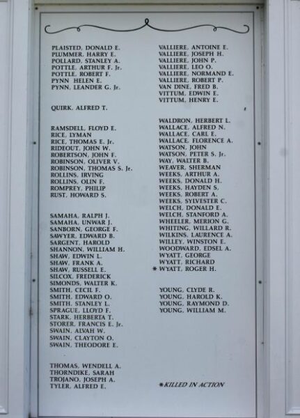 MEREDITH WORLD WAR II HONOR ROLL MEMORIAL PANEL C