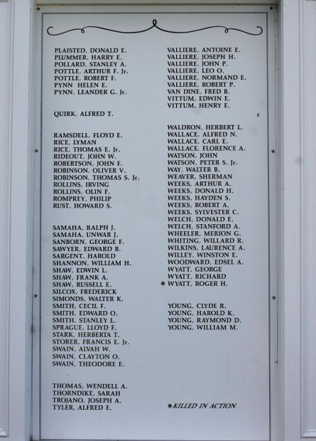 MEREDITH WORLD WAR II HONOR ROLL MEMORIAL PANEL C