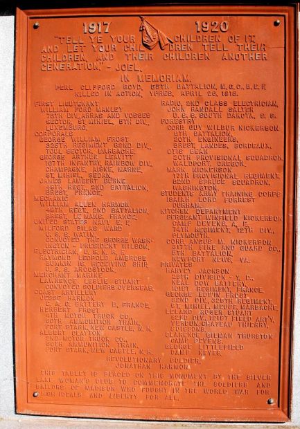 MADISON, N.H. WAR VETERANS MEMORIAL PLAQUE A