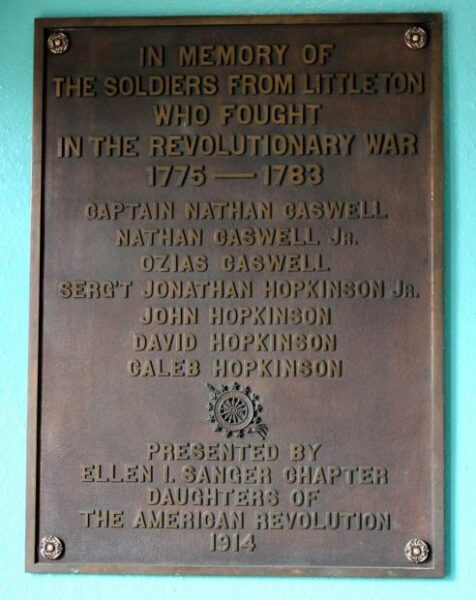 LITTLETON REVOLUTIONARY WAR VETERANS MEMORIAL PLAQUE
