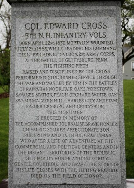 COL. EDWARD CROSS WAR MEMORIAL STONE