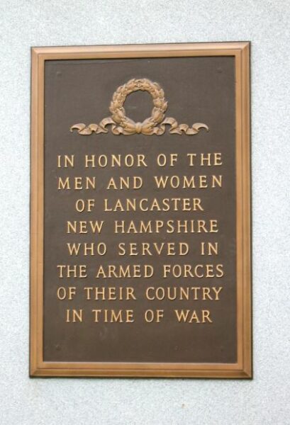 LANCASTER WAR VETERANS MEMORIAL PLAQUE A