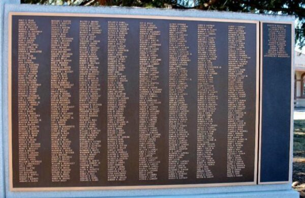 LACONIA WORLD WAR II VETERANS MEMORIAL RIGHT PLAQUE