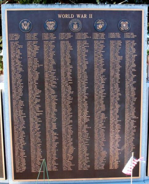 LACONIA WORLD WAR II VETERANS MEMORIAL CENTER PLAQUE