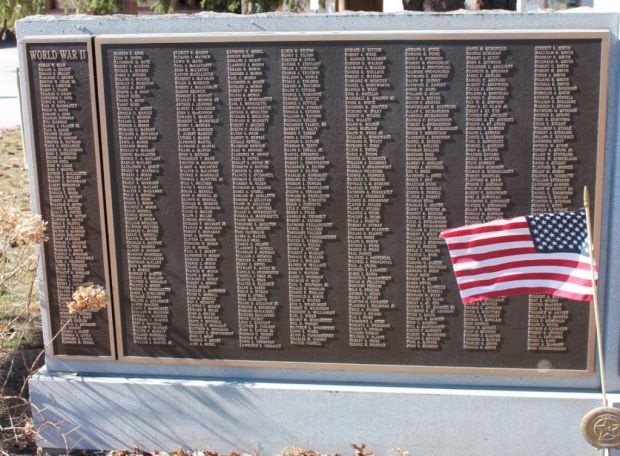 LACONIA WORLD WAR II VETERANS MEMORIAL LEFT PLAQUE