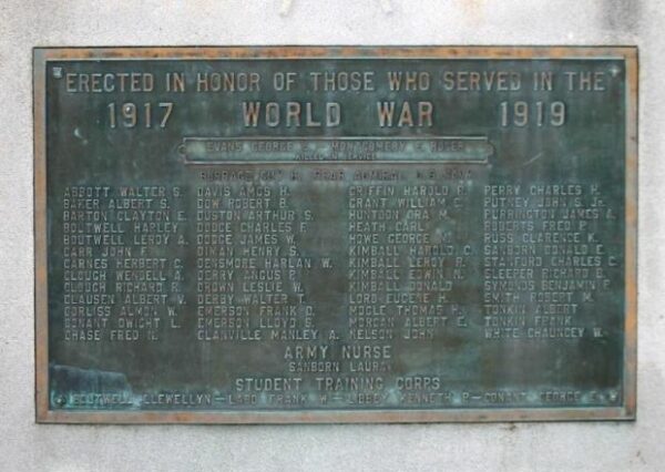HOPKINTON, N.H. WORLD WAR MEMORIAL PLAQUE