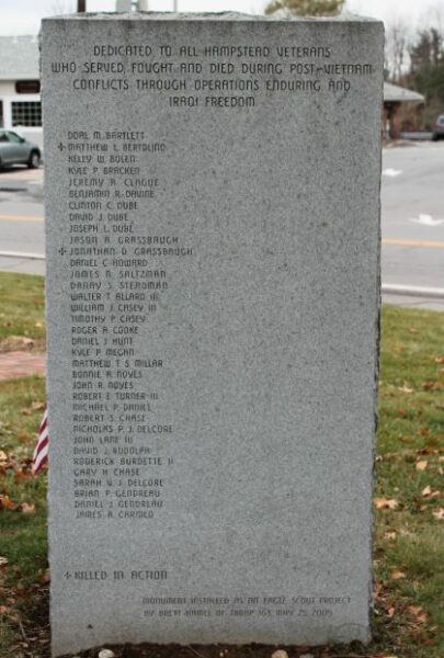 HAMPSTEAD POST-VIETNAM CONFLICTS MEMORIAL BACK