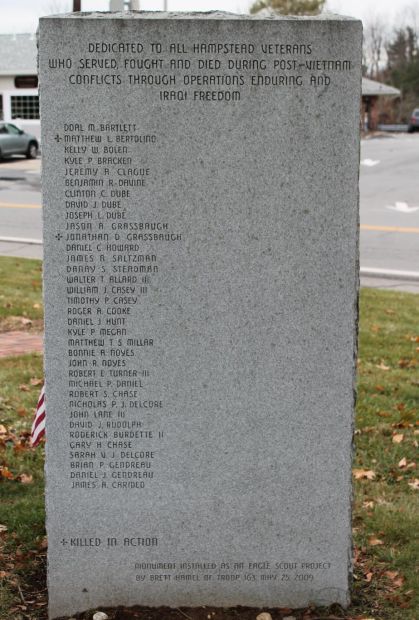 HAMPSTEAD POST-VIETNAM CONFLICTS MEMORIAL BACK