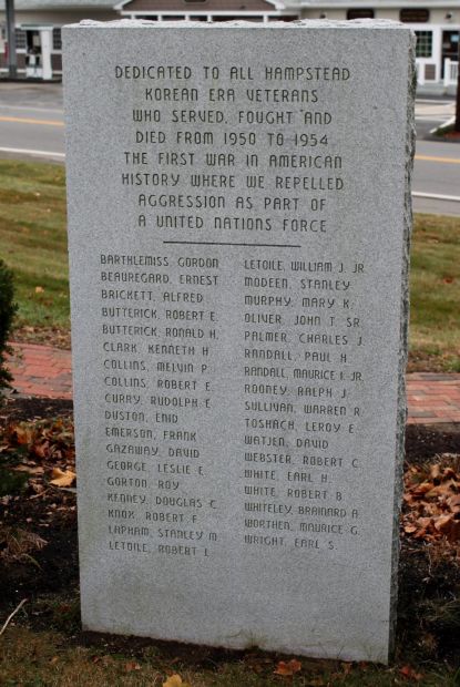 HAMPSTEAD KOREAN WAR MEMORIAL BACK
