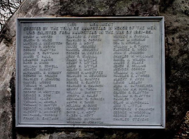 TOWN OF HAMPSTEAD WAR OF 1861-65 MEMORIAL PLAQUE