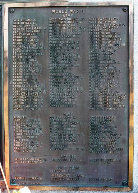 TOWN OF GREENVILLE WORLD WAR II MEMORIAL PLAQUE