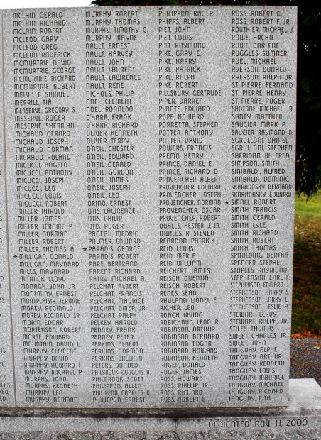 GORHAM ARMED FORCES VETERANS MEMORIAL STONE D