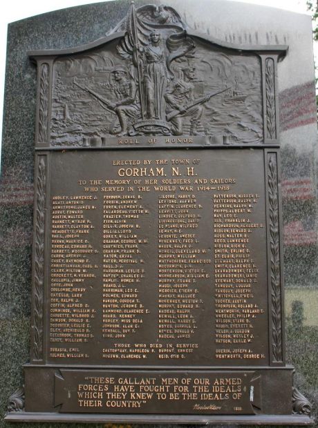 GORHAM ARMED FORCES VETERANS MEMORIAL PLAQUE