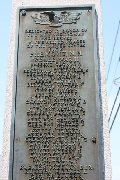 FREMONT, N.H. WORLD WAR II MEMORIAL PLAQUE SECTION A